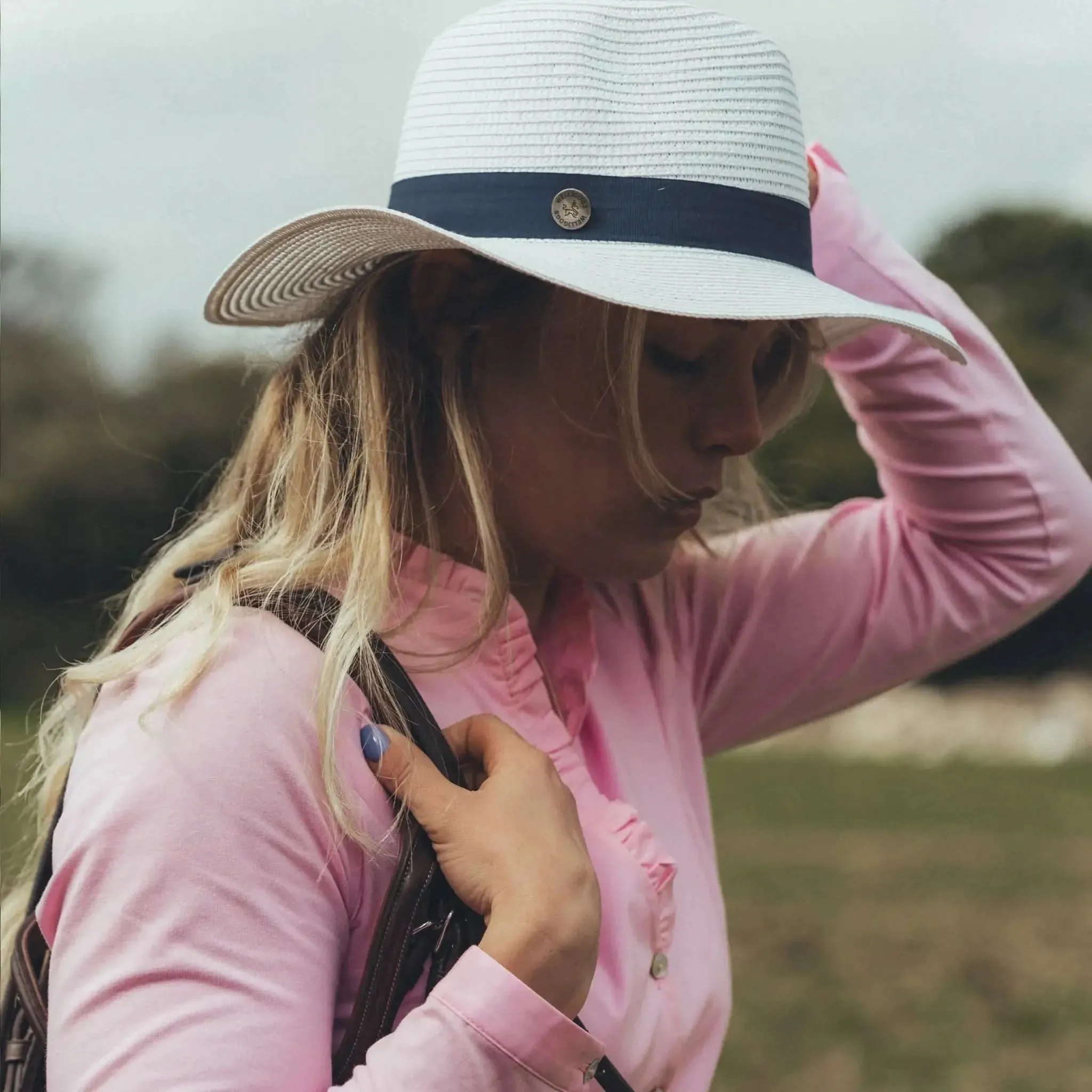 Fedora Style Navy Straw Hat