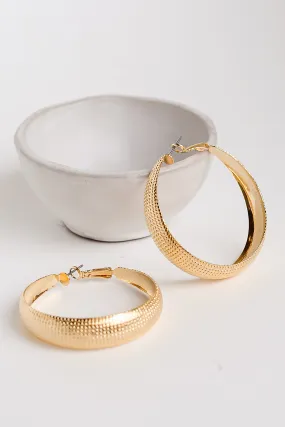 FINAL SALE - Kate Gold Textured Hoop Earrings