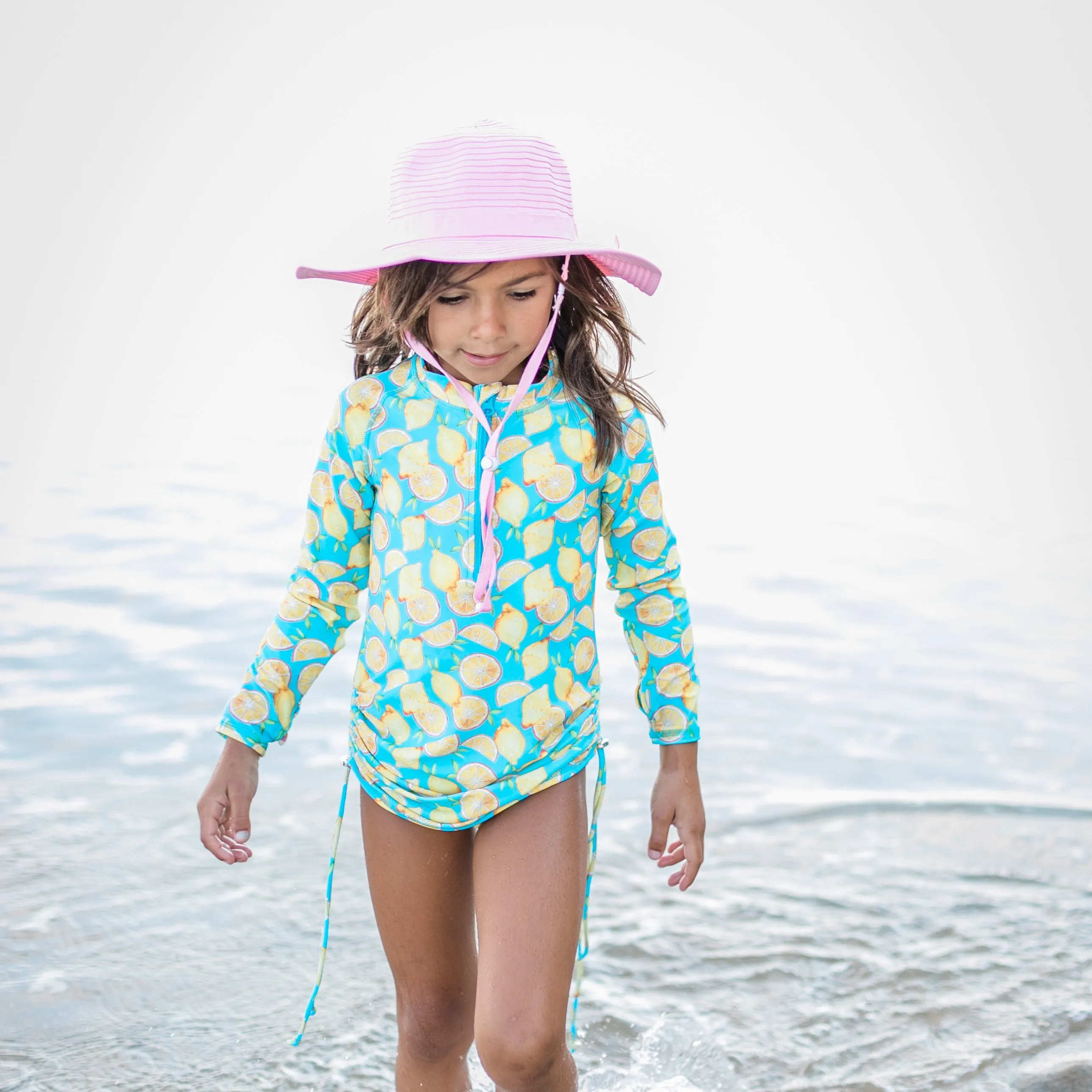 Girls Wide Brim Sun Hat - Pink