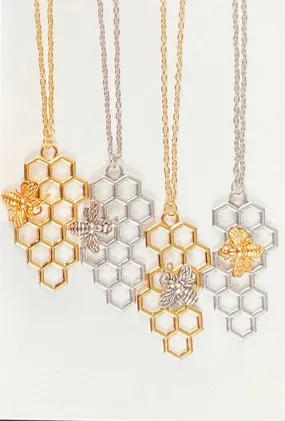 Gold & Silver Honeycomb & Bee Necklaces