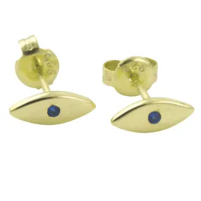 Gold-Dipped Mini Blue Eye Stud Earrings