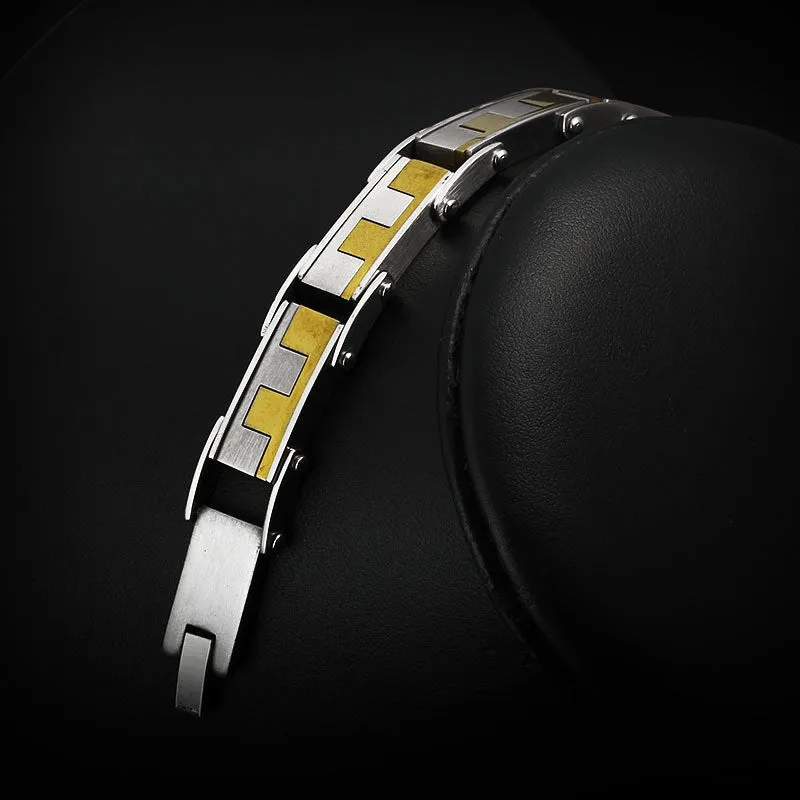 Gold Plated Stainless Steel Bracelets & Bangles Male Jewelry Fashion Punk 224m Length Men Bracelets