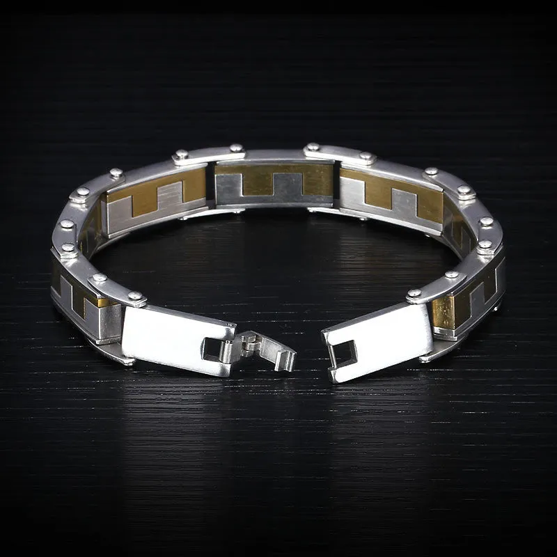 Gold Plated Stainless Steel Bracelets & Bangles Male Jewelry Fashion Punk 224m Length Men Bracelets