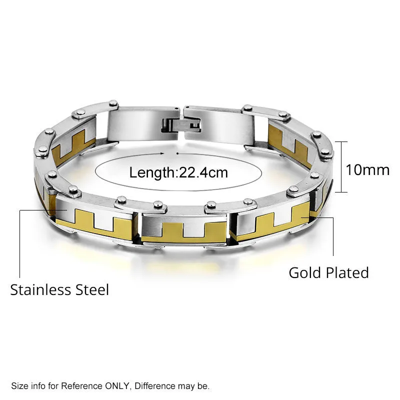 Gold Plated Stainless Steel Bracelets & Bangles Male Jewelry Fashion Punk 224m Length Men Bracelets