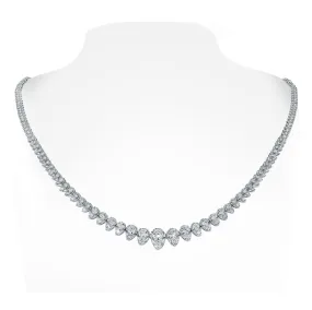 Graduated Pears Tennis Necklace (5.15 Diamonds) in White Gold