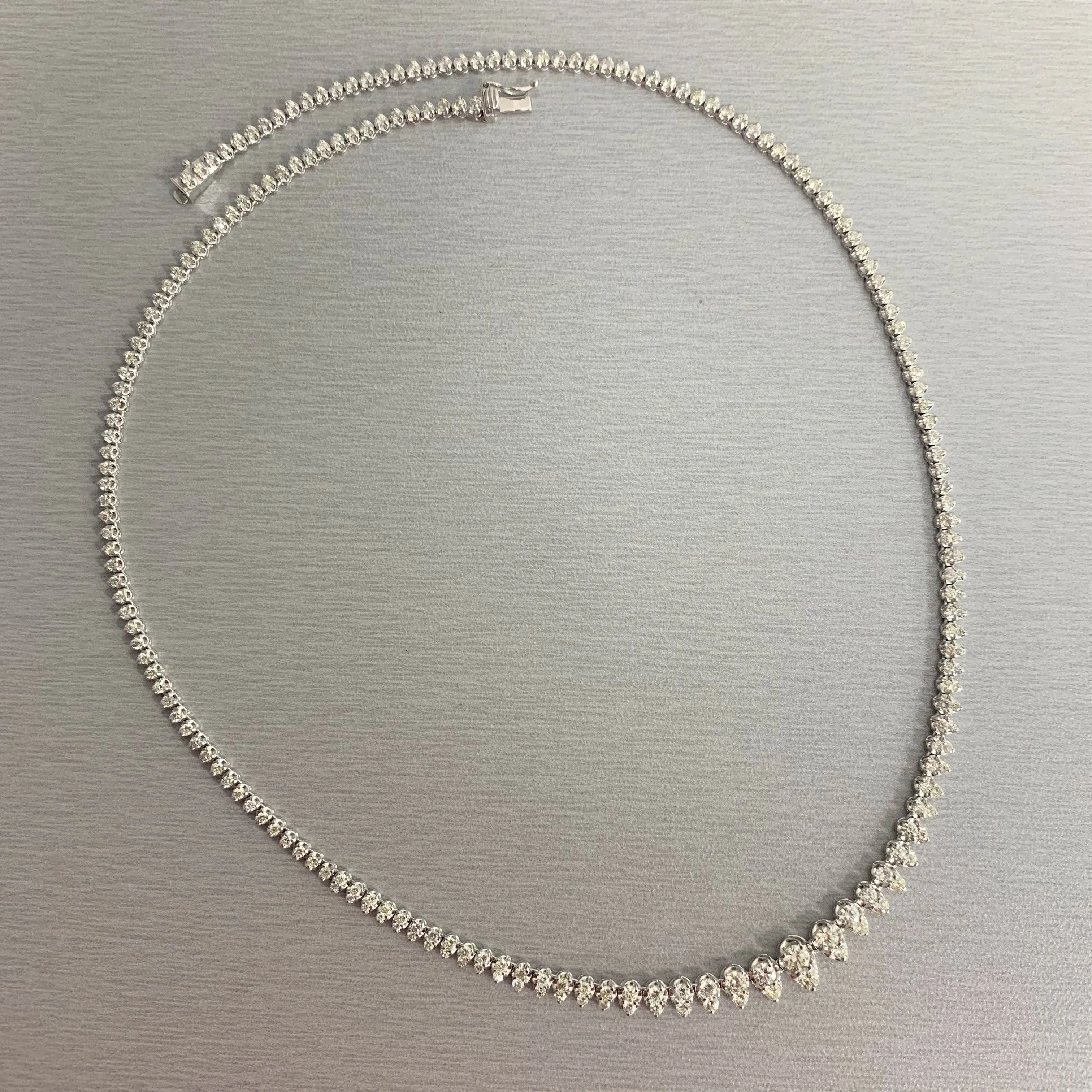 Graduated Pears Tennis Necklace (5.15 Diamonds) in White Gold