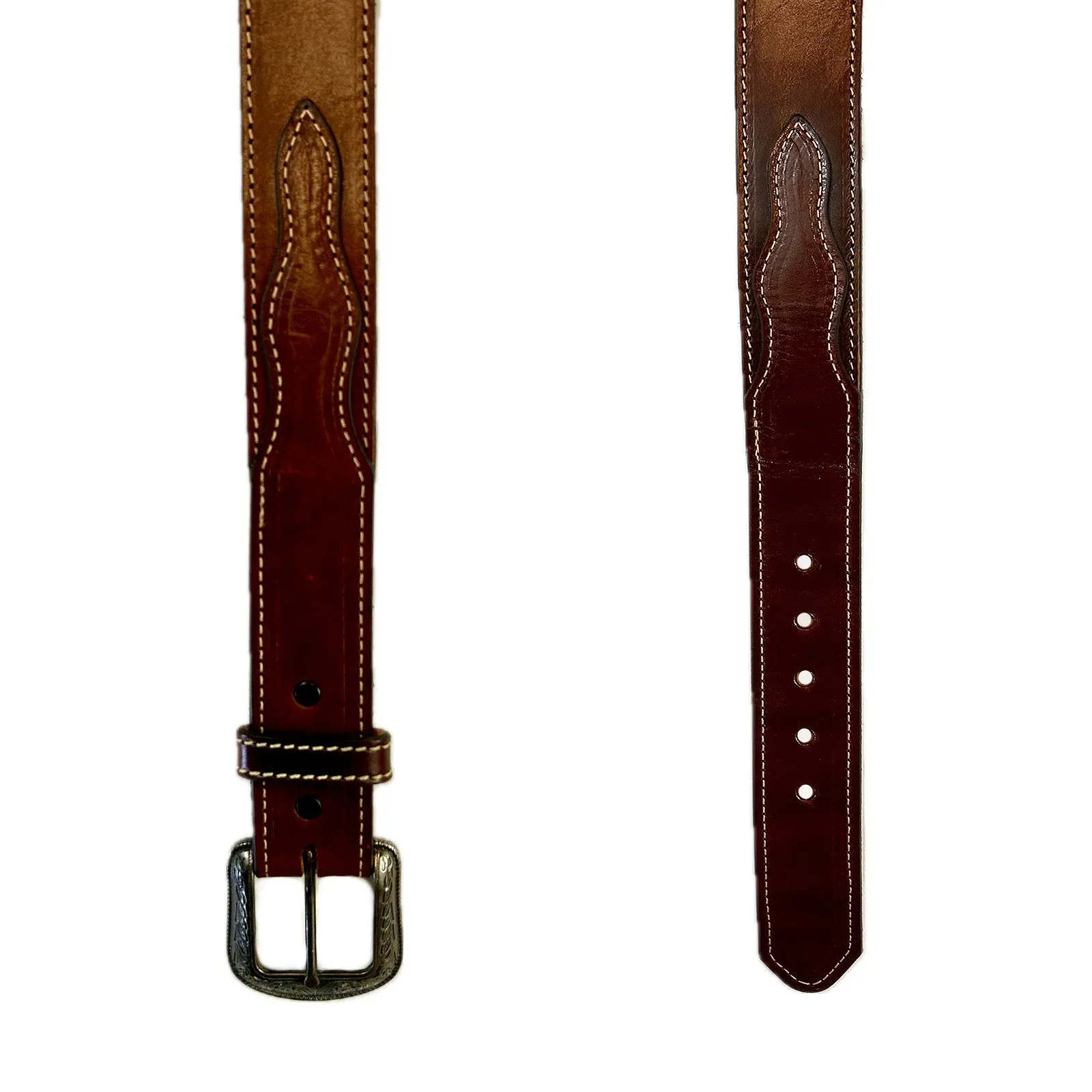 Hand finished Brown Saddle Leather Western Belt with Billets