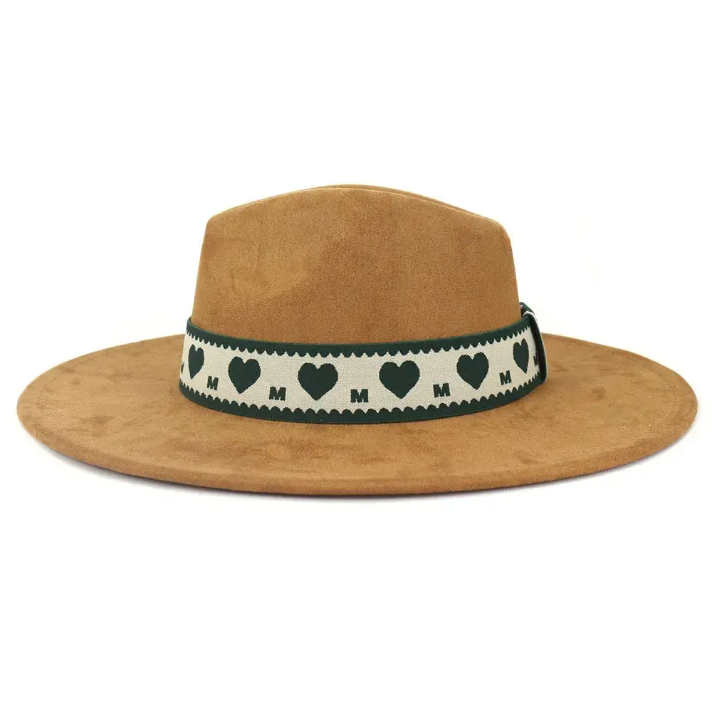 Hearts Band Suede Fedora Hat