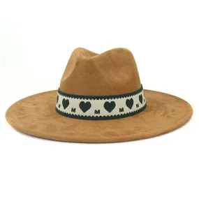 Hearts Band Suede Fedora Hat