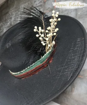 Holiday Hand Burned Wide Brim Hat