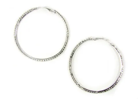 Hoop Earrings Rhinestone with Pave Crystals