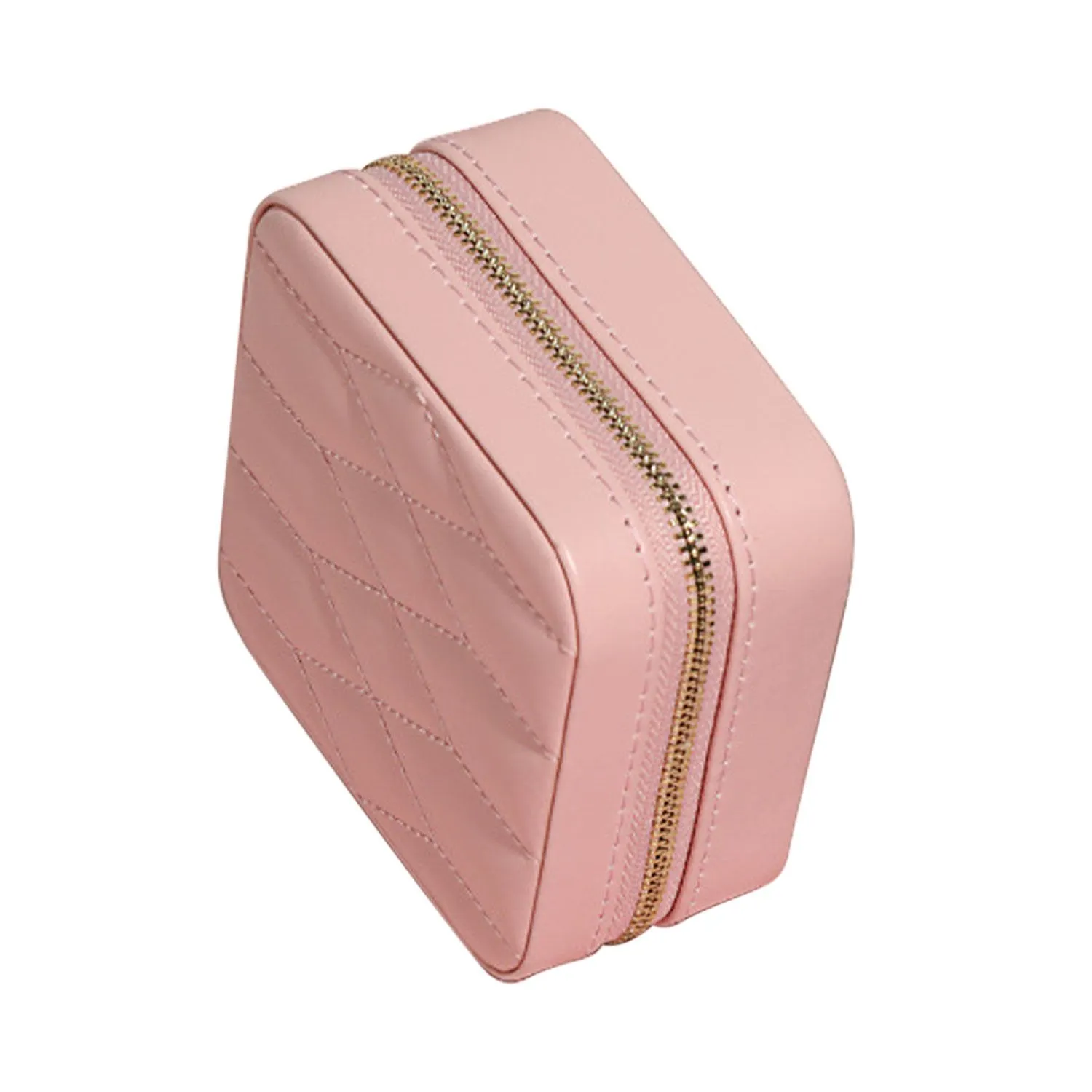 Jessie Mini Dimond Quilted Compact Travel Jewellery Case