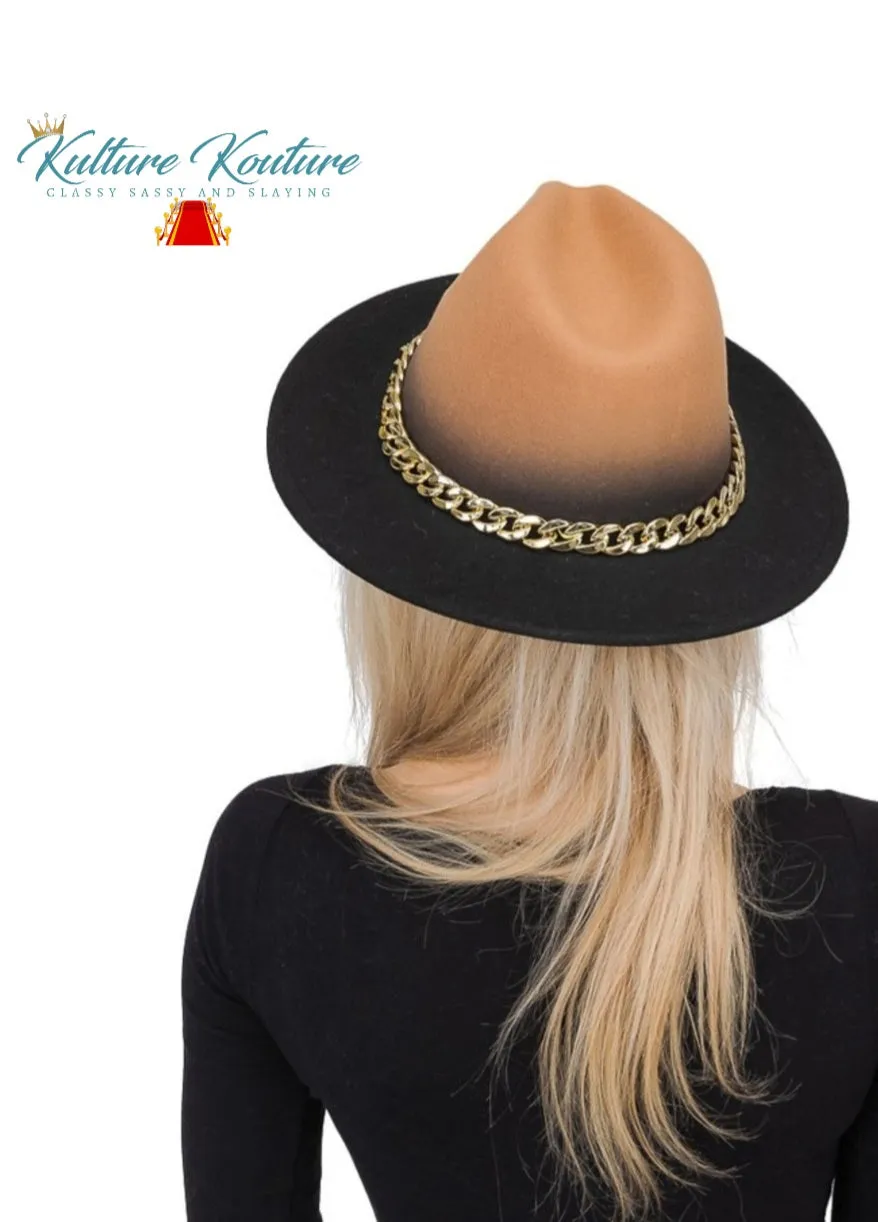 Khaki AND BLACK UNISEX FEDORA HAT