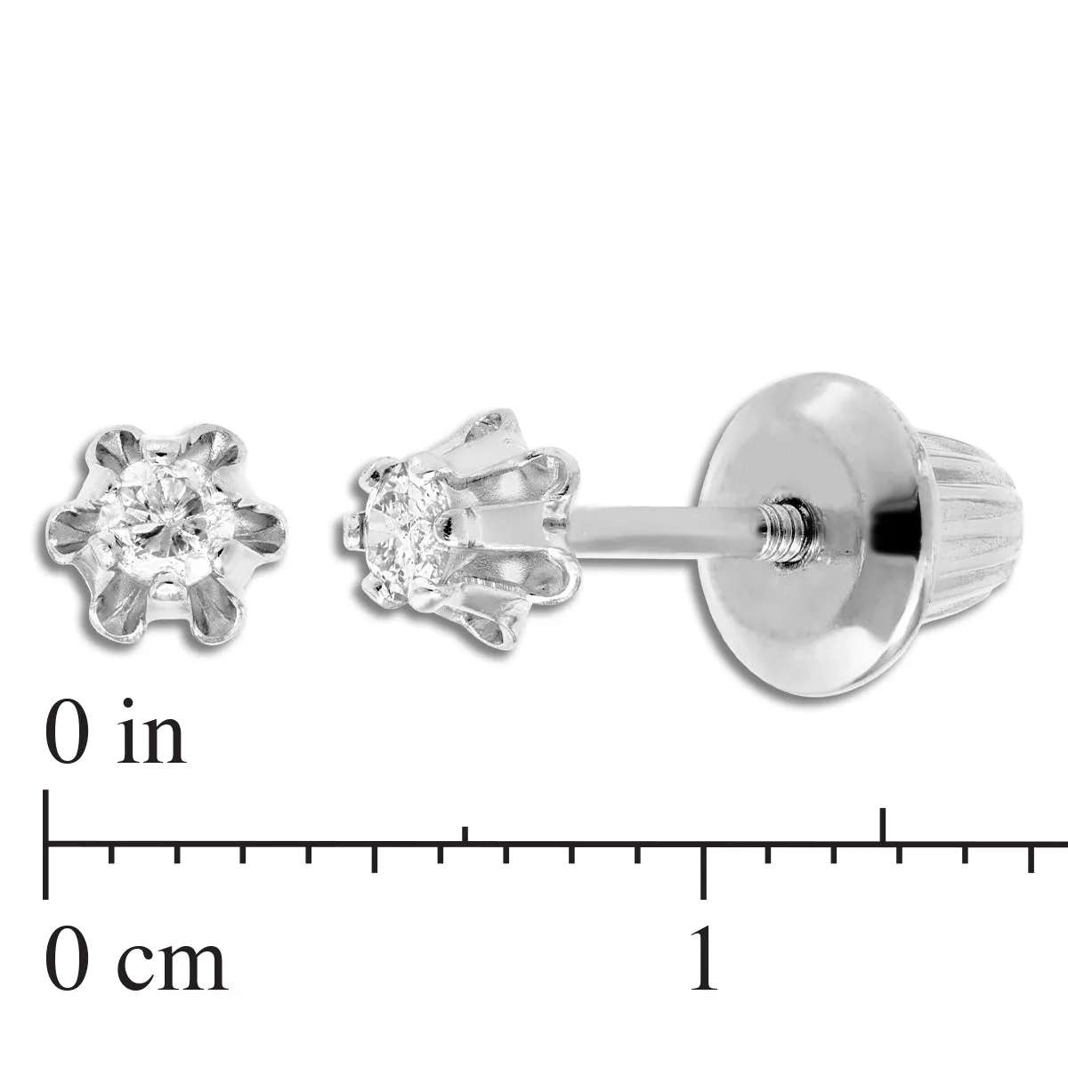 Kiddie Kraft 14KT White Gold 1/12 CTW Round Diamond Childrens Stud Earrings