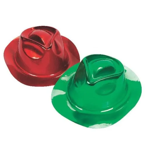 Kids Metallic Green & Red Christmas Fedora Hats