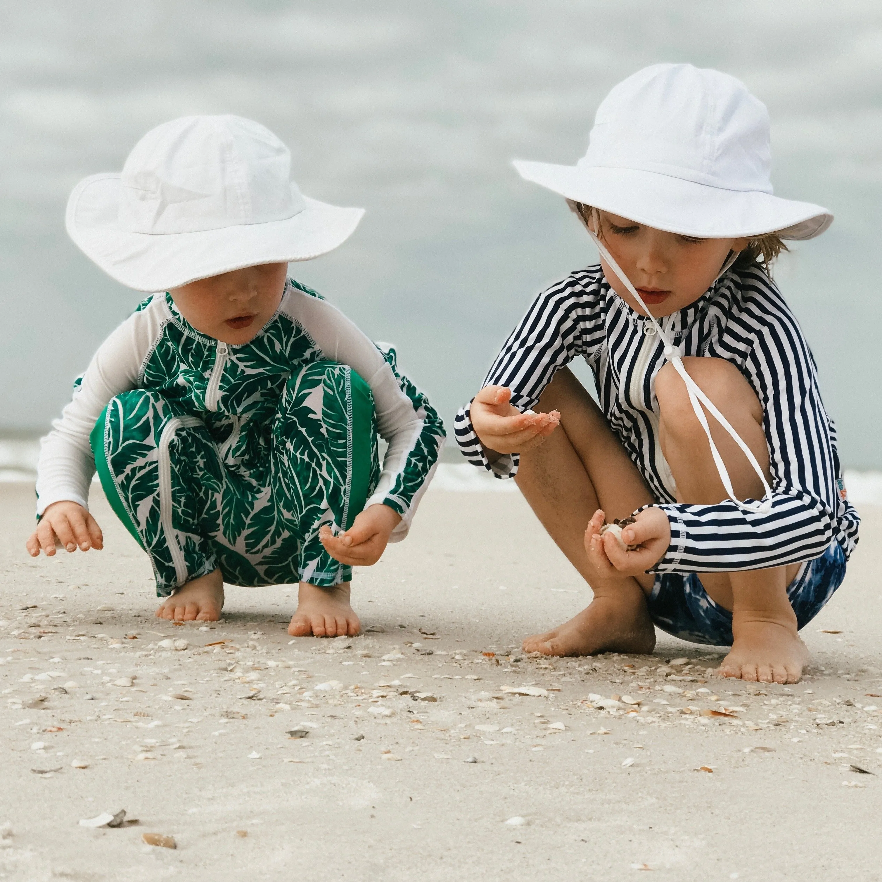 Kids Wide Brim Sun Hat "Fun Sun Day Play Hat" - White