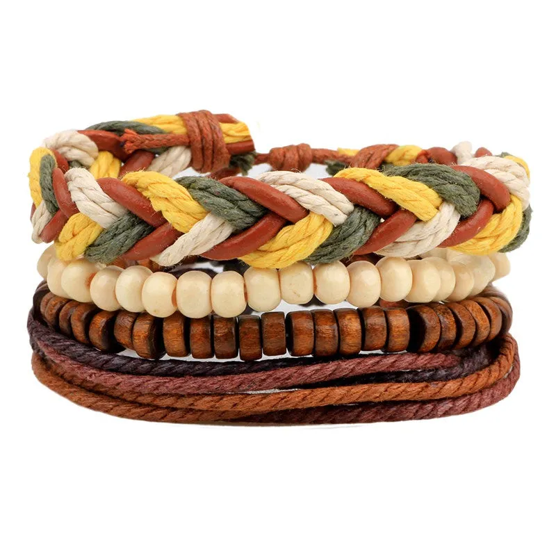 Leather Bracelet Men Multilayer bead Bracelet Punk Wrap Bracelets for Women Vintage punk Casual Men Jewelry