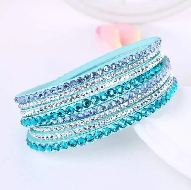 Leather Rhinestone Bracelet