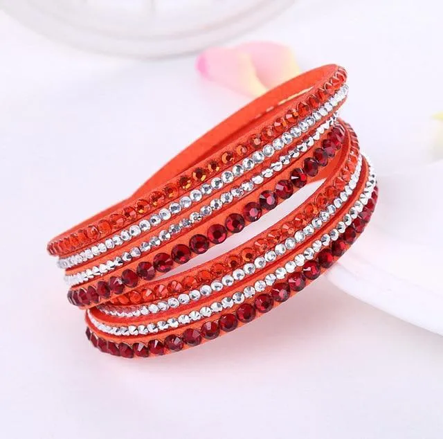 Leather Rhinestone Bracelet