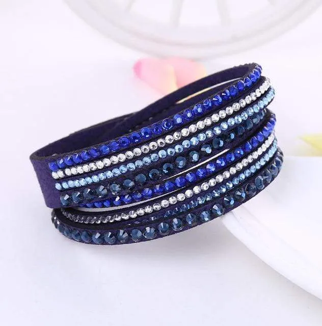 Leather Rhinestone Bracelet