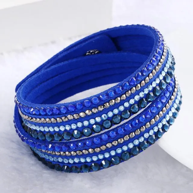 Leather Rhinestone Bracelet