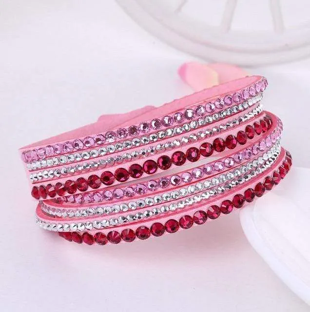 Leather Rhinestone Bracelet