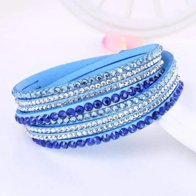 Leather Rhinestone Bracelet