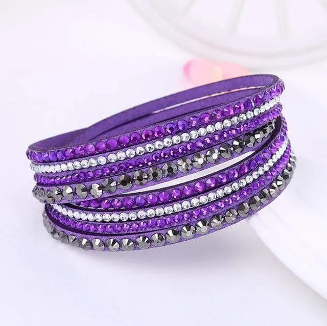 Leather Rhinestone Bracelet