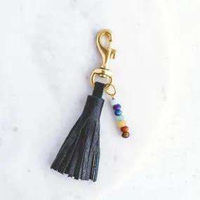 Leather Tassel Chakra Keychain