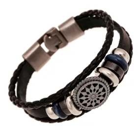 Men Jewelry Pirate Style Bronze Genuine Leather Anchor Bracelets Cuff braided Wrap Bracelet & Bangles Gifts