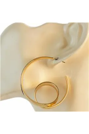 Metal Swirl Hoop Earring-Gold/036