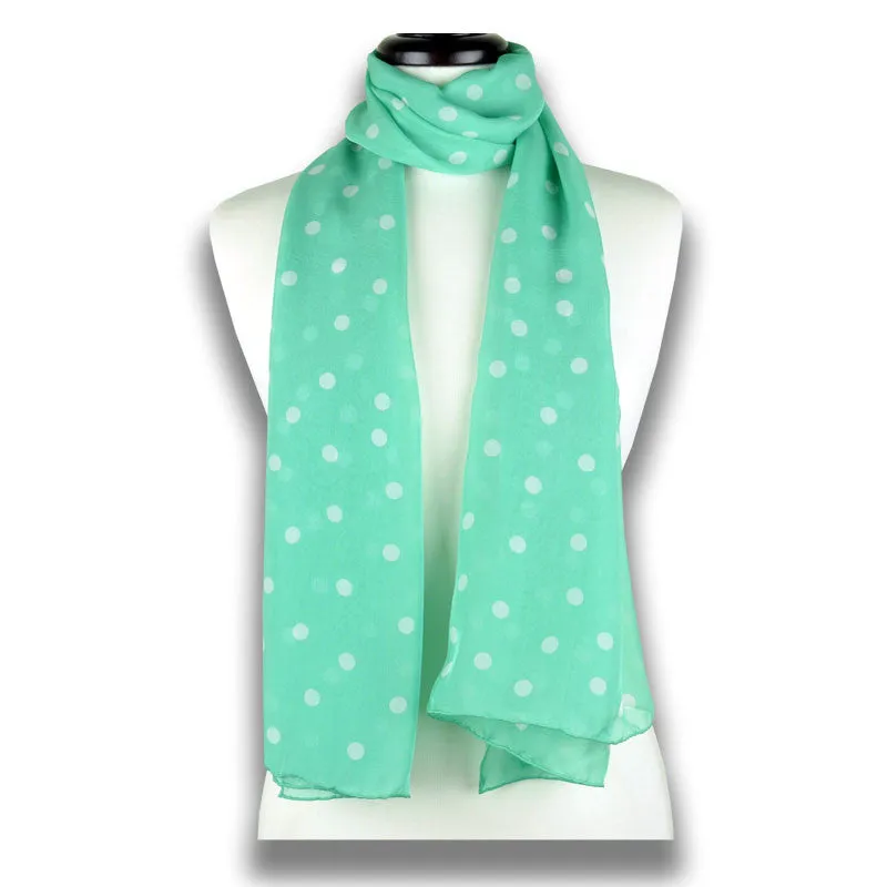 MINT POLKA DOT SCARF - 67x26"