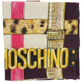 Moschino Scarf Pink Belt Logo Design - Large Square Silk Foulard FINAL SALE