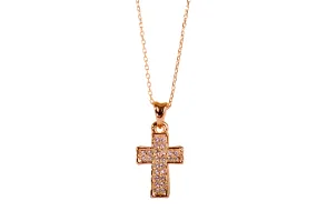 N7182 18K Gold Plated Swarovski Crystal Pave Cross Pendant Necklace