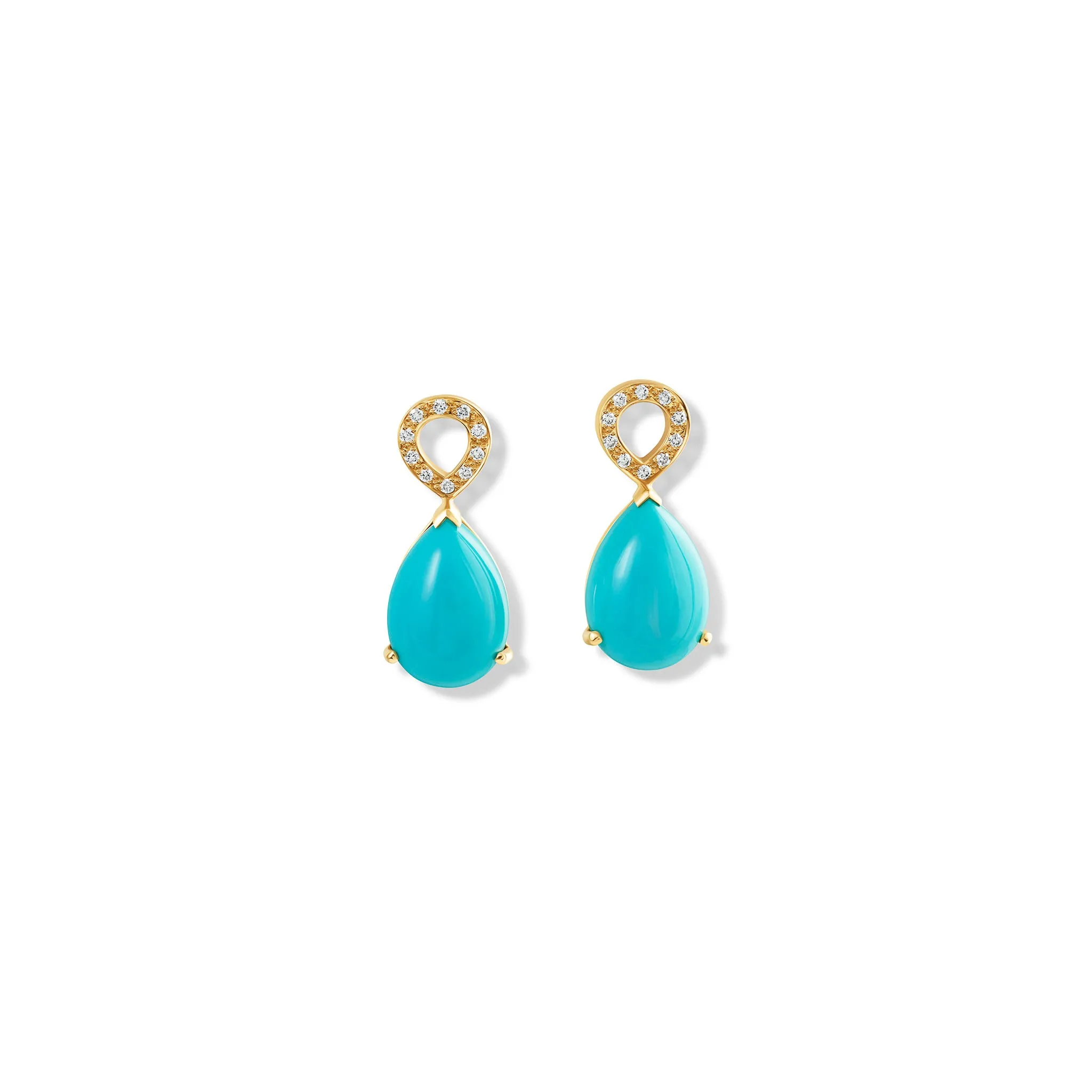 Octavia Earring Drops 18ct Yellow Gold - Cabochon Turquoise & Diamond