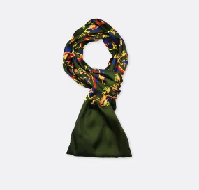 Olive Green Paisley and Floral - Silk Men Scarves