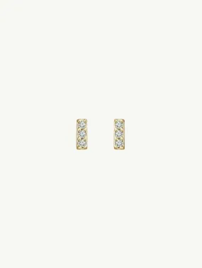 Petite Pavé White Diamond Bar Earrings In 14K Yellow Gold, 0.05 CTW