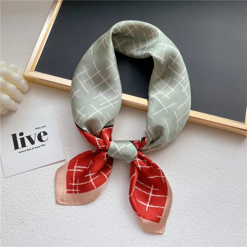 Plaid Silk Square Scarf