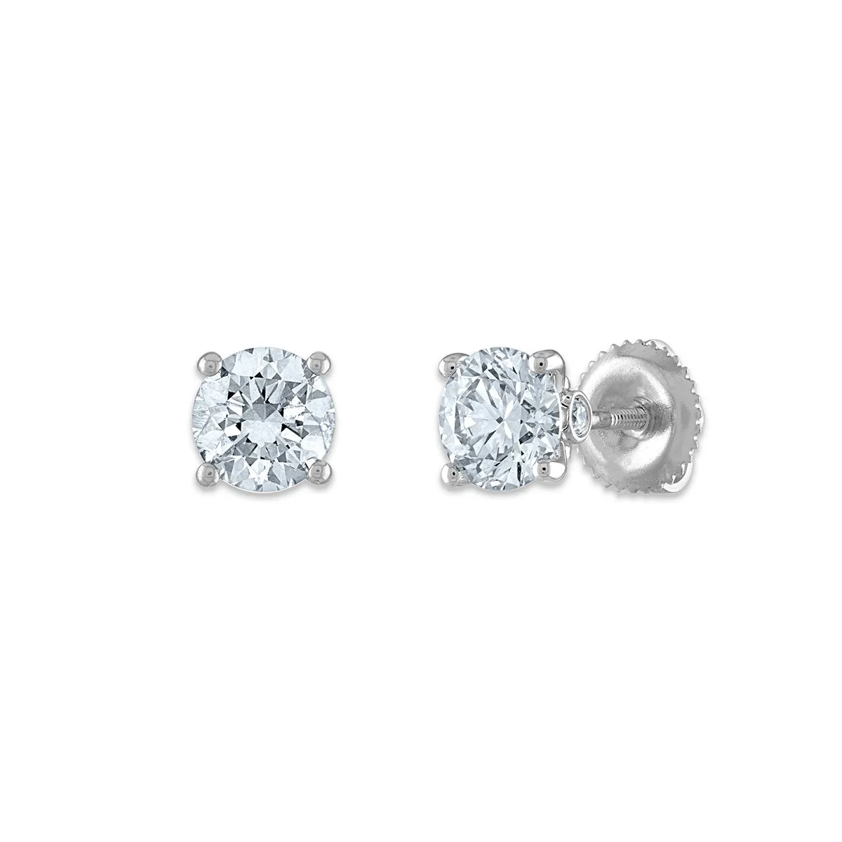 Red Hot Deal   1-1/2 CTW Lab Grown Diamond Stud Solitaire Earrings in 14KT White Gold