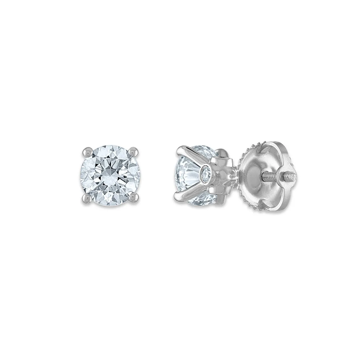 Red Hot Deal   1-1/2 CTW Lab Grown Diamond Stud Solitaire Earrings in 14KT White Gold