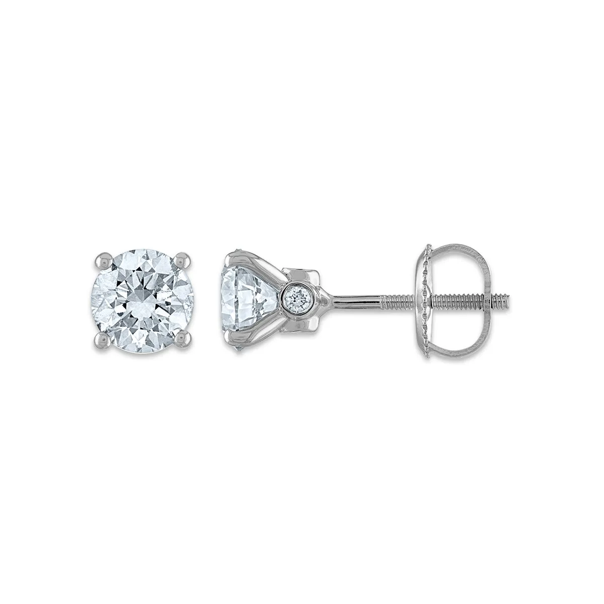 Red Hot Deal   1-1/2 CTW Lab Grown Diamond Stud Solitaire Earrings in 14KT White Gold