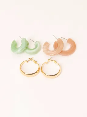 Retro Hoop Earrings Set