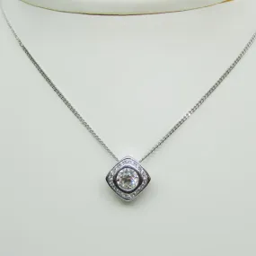 Round Diamond Cushion Halo Pendant 14k