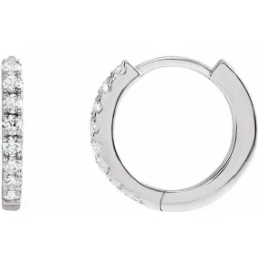 Small Diamond Huggie Hoop Earrings | 14K White Gold 0.11ctw