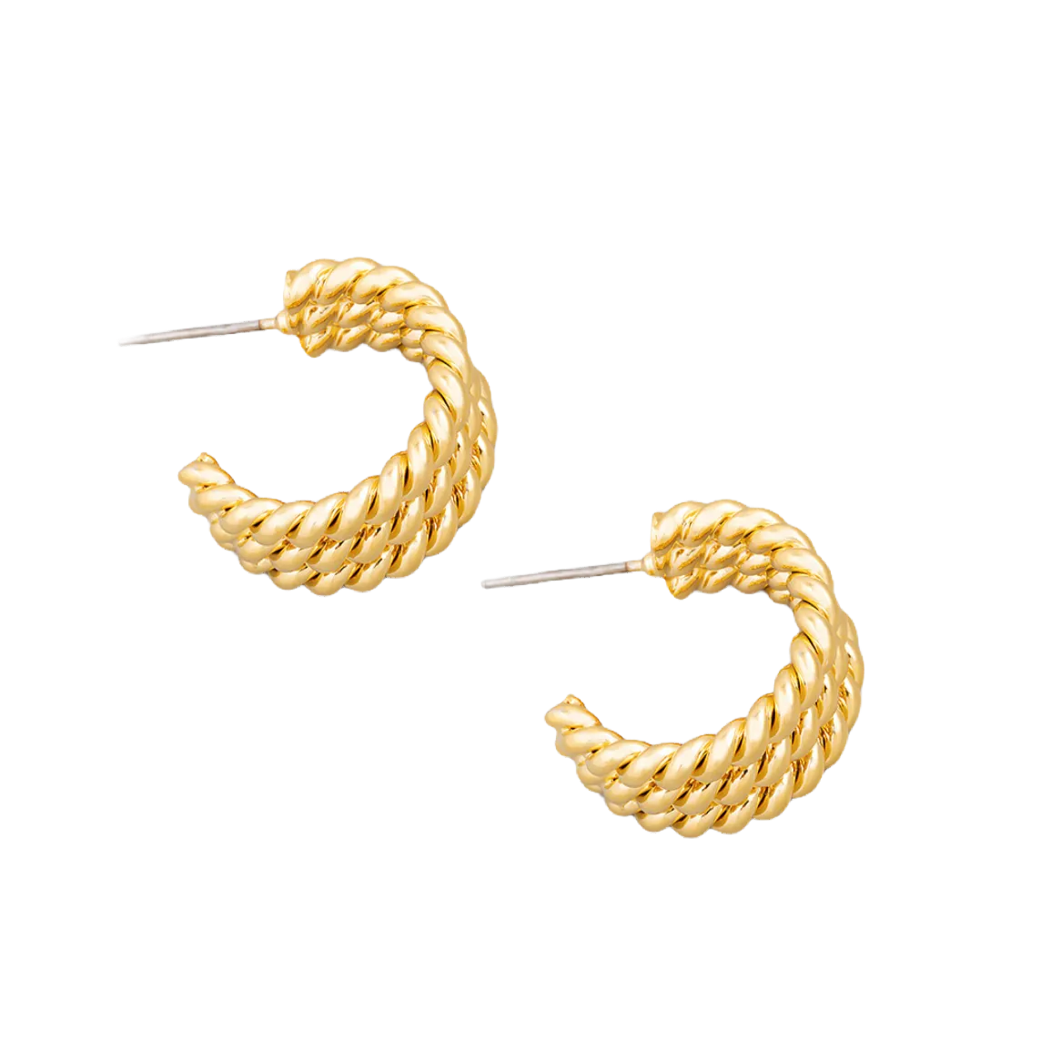 Small Triple Rope Hoops in Gold or Silver