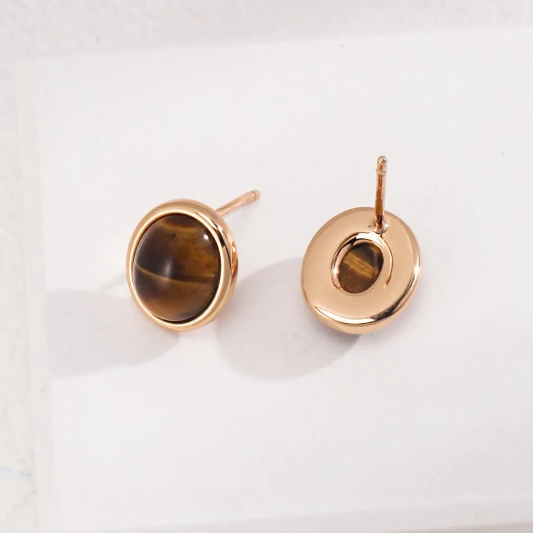 Smooth Oval Gemstone Stud Earrings