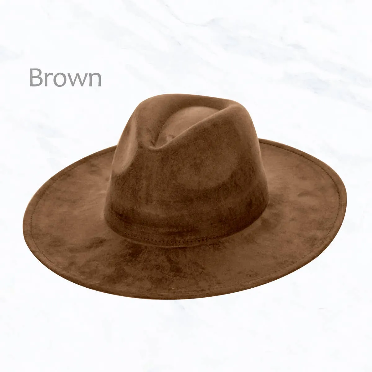 Suede Large Eaves Peach Top Fedora Hat