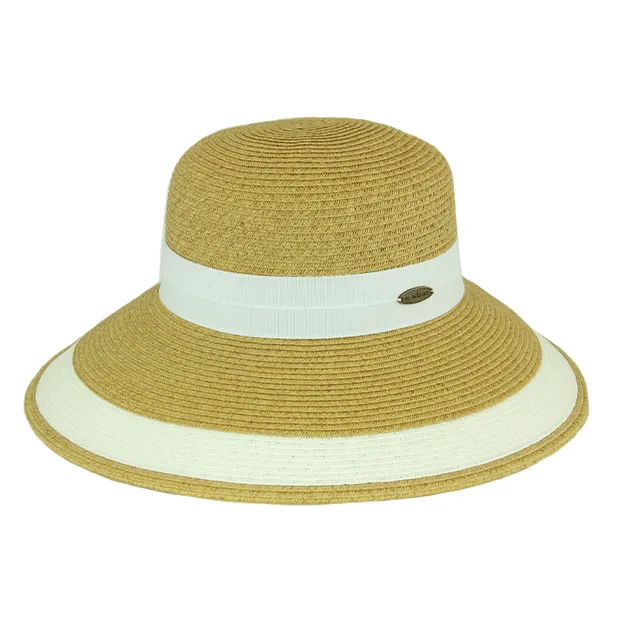 Sundaise Lilly Wide Brim Hat - Natural/White