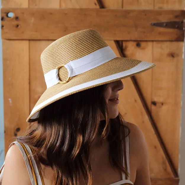 Sundaise Lilly Wide Brim Hat - Natural/White