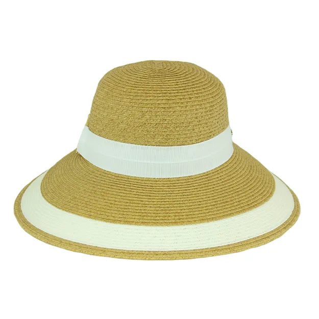 Sundaise Lilly Wide Brim Hat - Natural/White